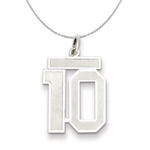 Sterling Silver, Jersey Collection, Medium Number 10 Necklace - 24 In